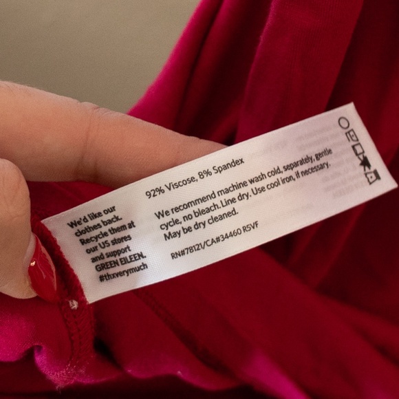 Eileen Fisher Red Jersey Dress Back Button - Picture 3 of 4